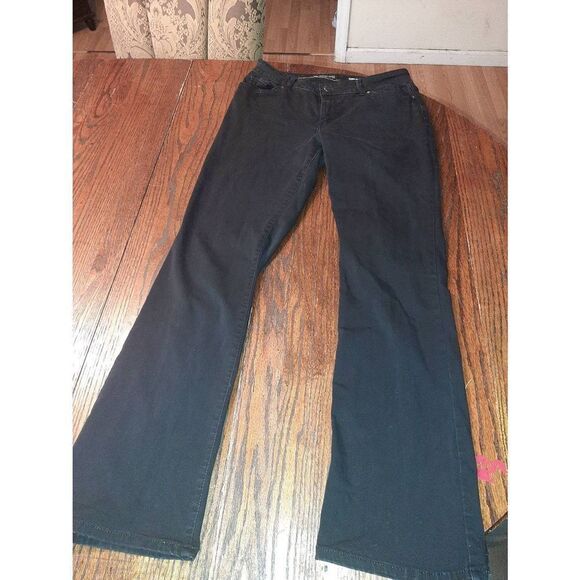 Size 12 Medium Lee Modern Series Black Curvy Fit Bootcut Denim Blue Jeans - Picture 1 of 3